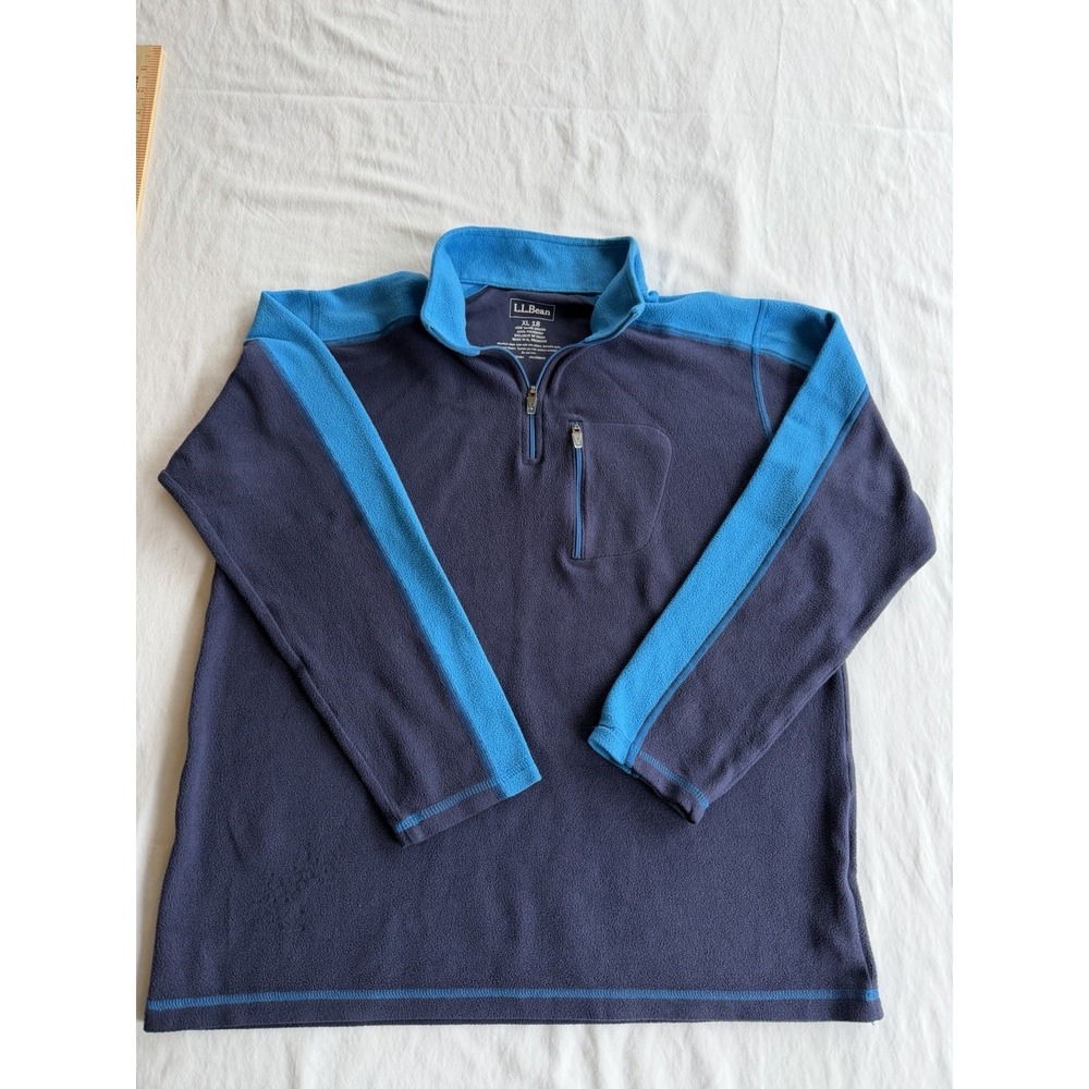 LL Bean 1/4 Zip Stretch Fleece Youth Sz 18 (XL), Blue Turquoise, Soft, Clean!